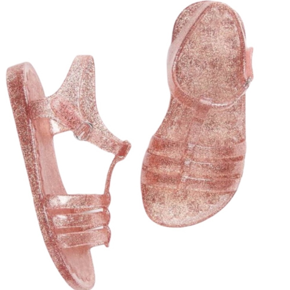 BABYGAP Rose Gold Glitter Jelly Cage Sandals Kidcore Coquette Size 9